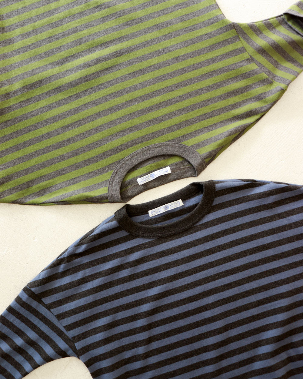 R&D.M.Co- 裏起毛 BORDER DROP SHIRT
