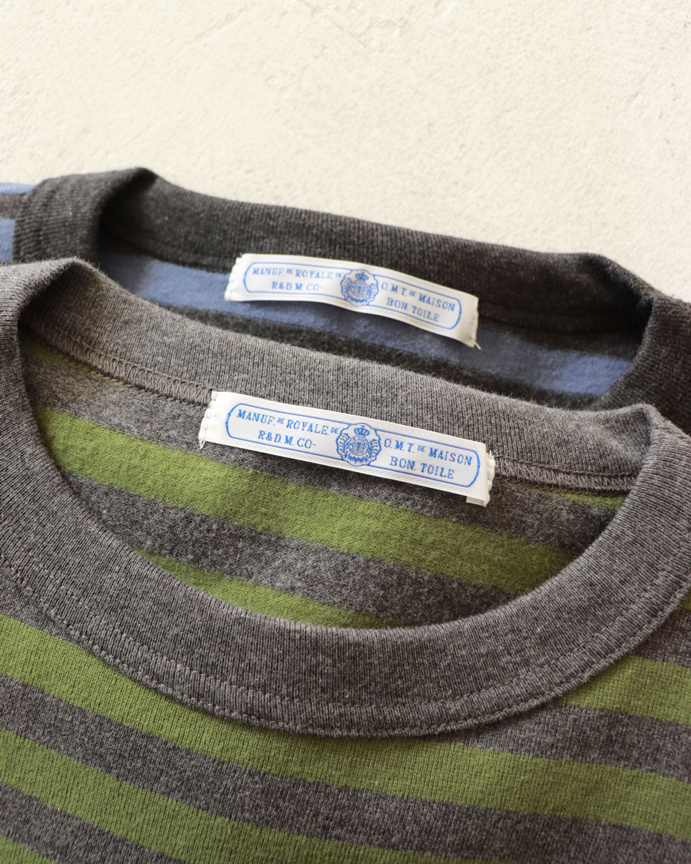 R&D.M.Co- 裏起毛 BORDER DROP SHIRT