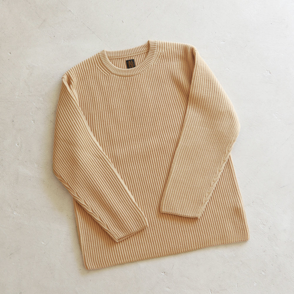 BATONER SOLID WOOL RIB CREW NECK