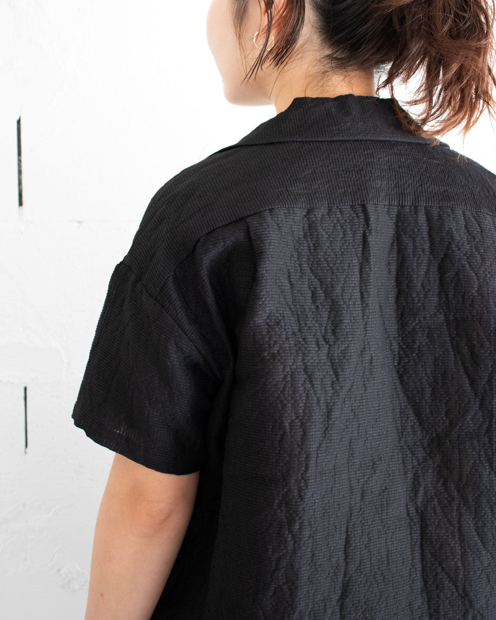 R&D.M.Co- SHADING CHECK OPEN COLLAR SHIRT
