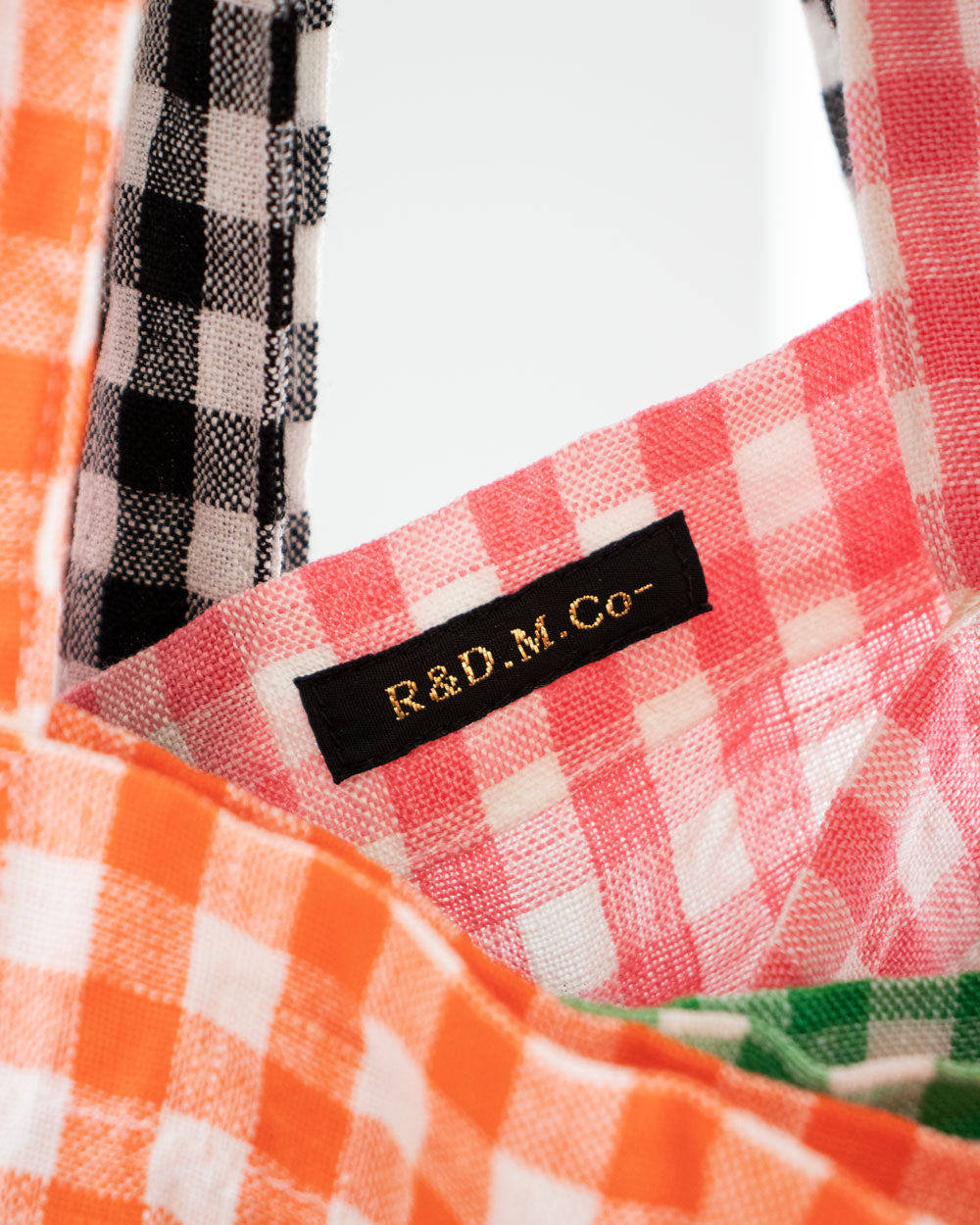 R&D.M.Co- LINEN GINGHAM CHECK TOTE BAG