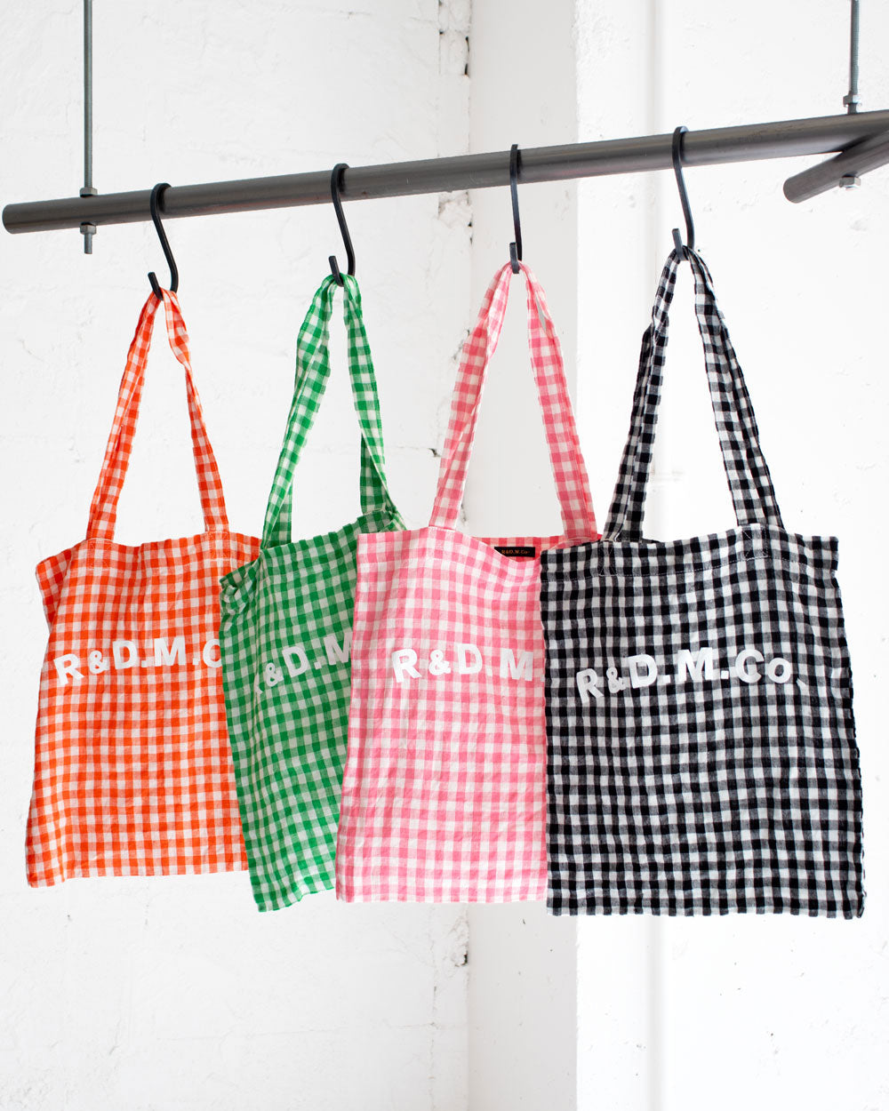R&D.M.Co- LINEN GINGHAM CHECK TOTE BAG