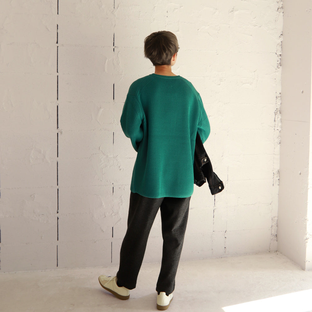 BATONER SOLID WOOL RIB CREW NECK