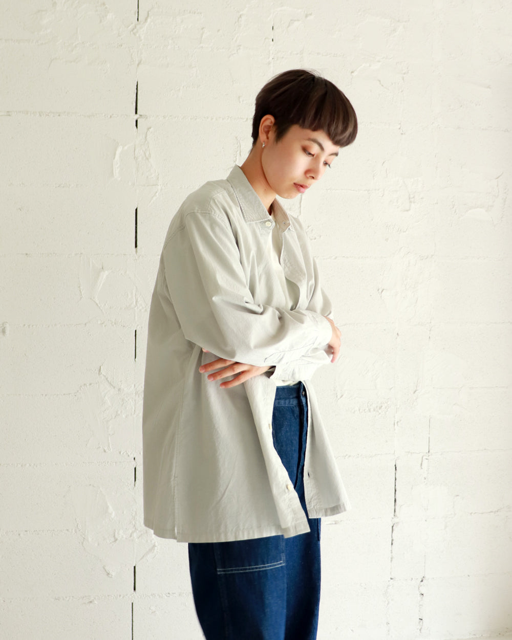 HATSKI Regular Collar Relax Silk Shirt HTK-24003-S