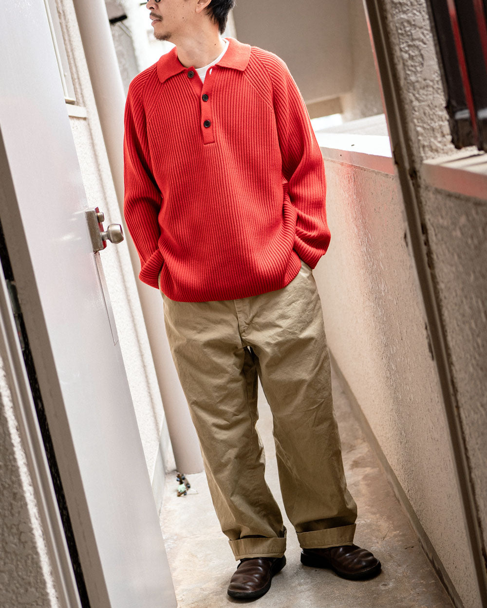 BATONER SOLID WOOL RIB POLO