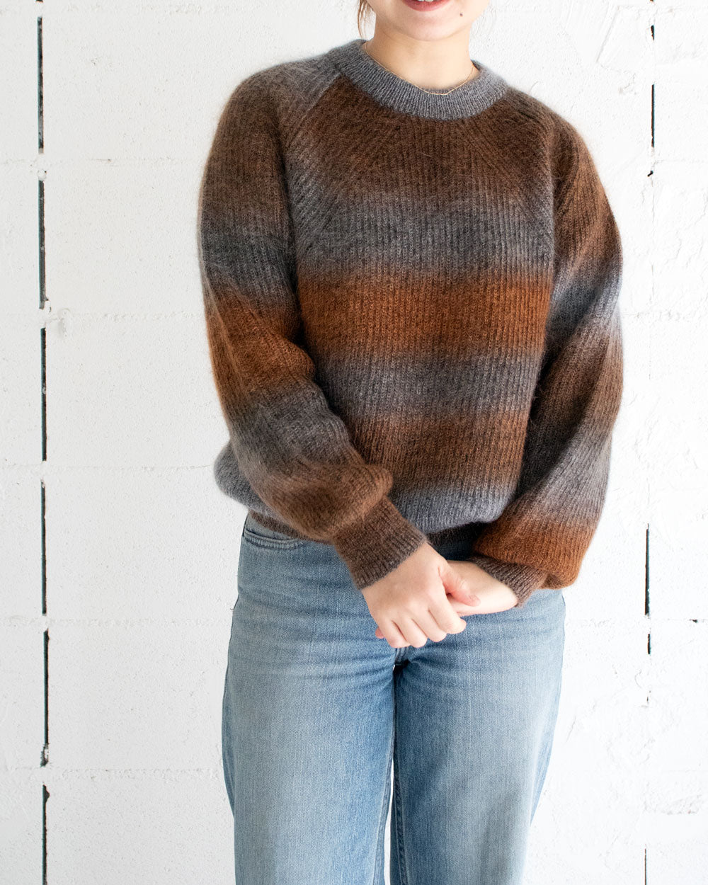 BATONER MOHAIR KASURI DYE SIGNATURE CREW NECK