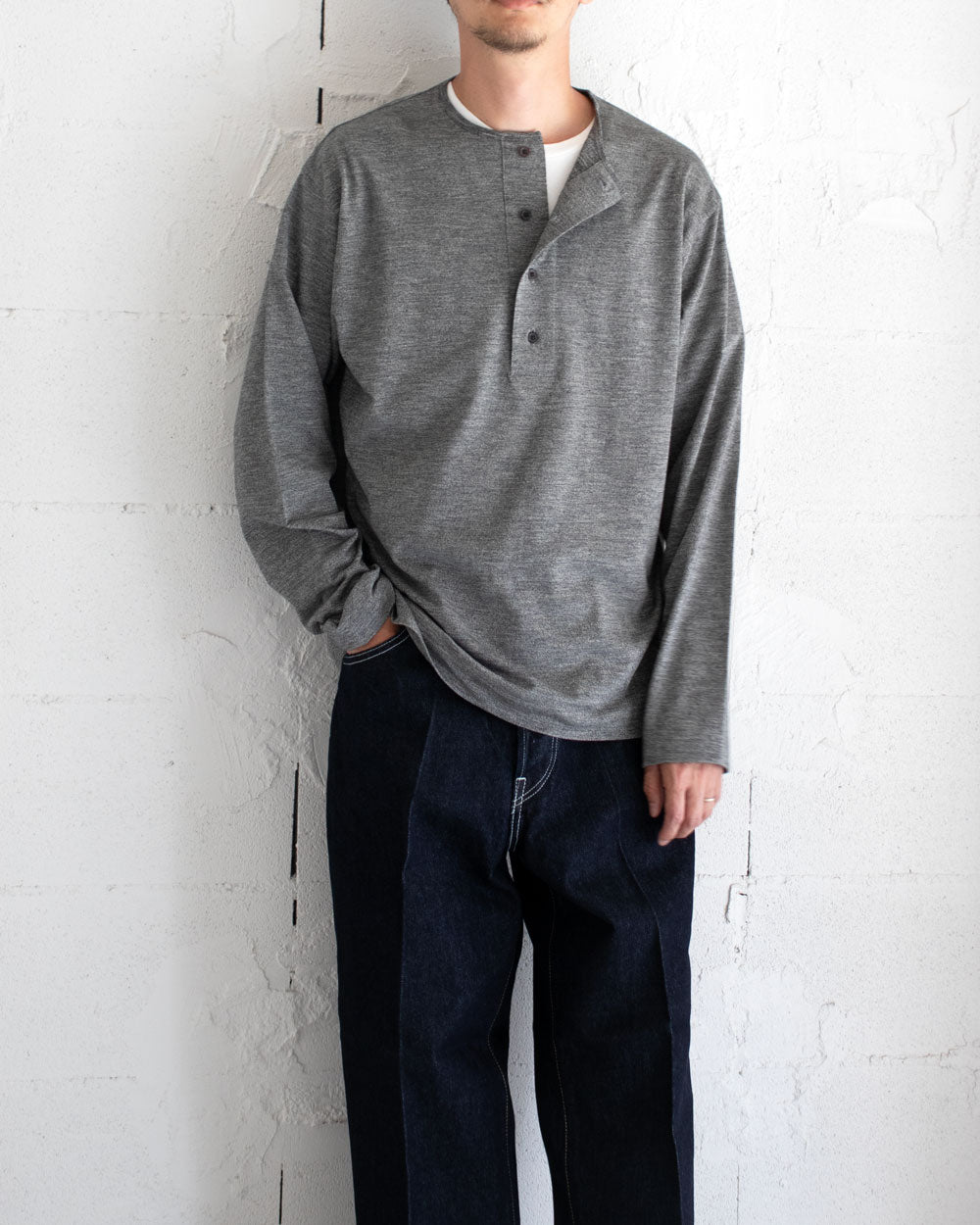 BATONER SLUB MIX SLEEPING LONG SLEEVE T-SHIRT