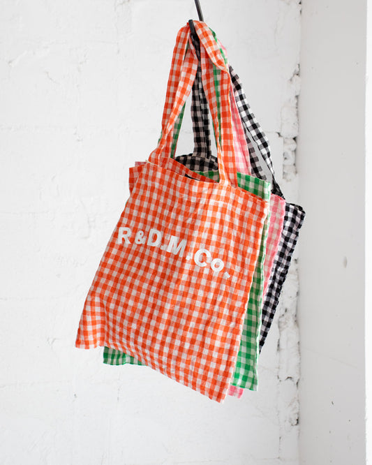 R＆D.M.Co- LINEN GINGHAM CHECK TOTE BAG