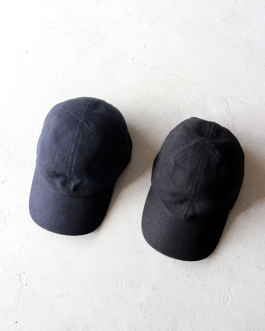 MATURE HA._MIL trainer cap / linen canvas washed