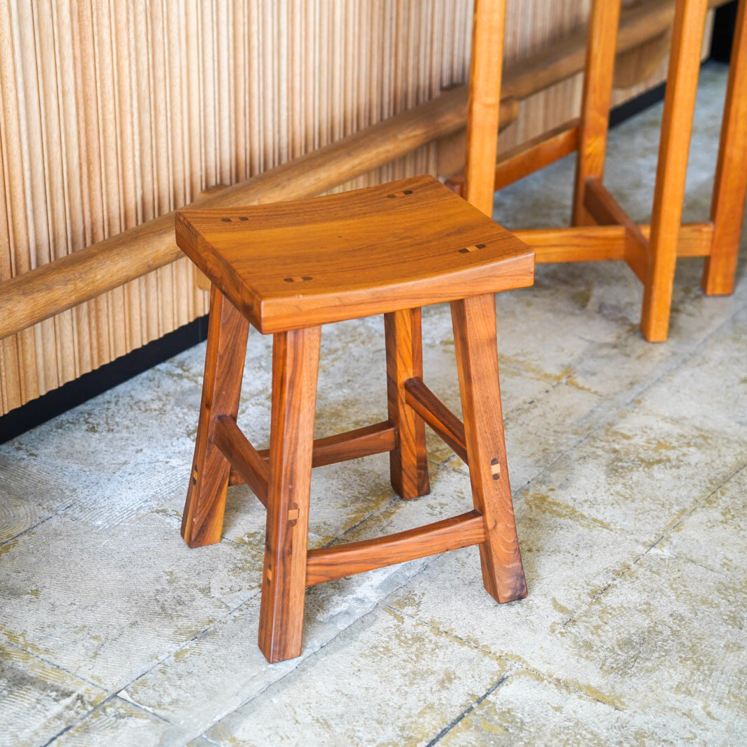 Vintage Solid Walnut Stool