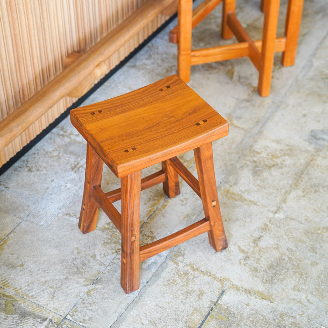 Vintage Solid Walnut Stool