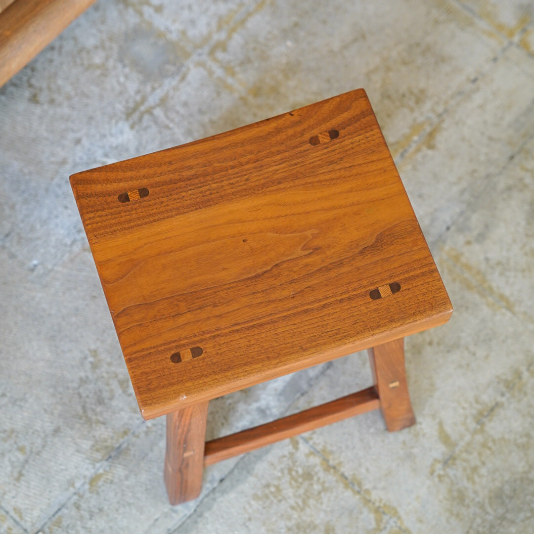 Vintage Solid Walnut Stool