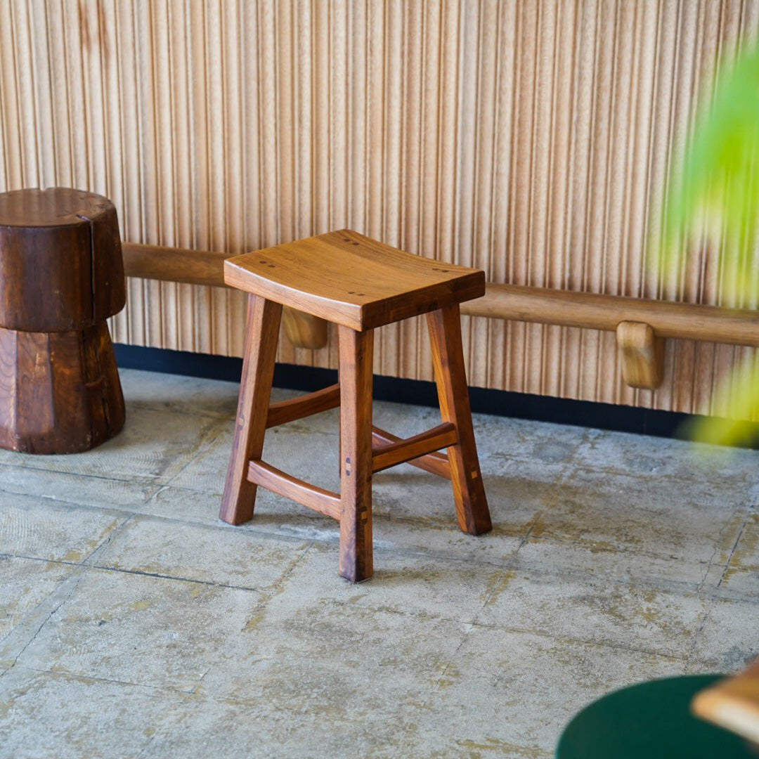 Vintage Solid Walnut Stool