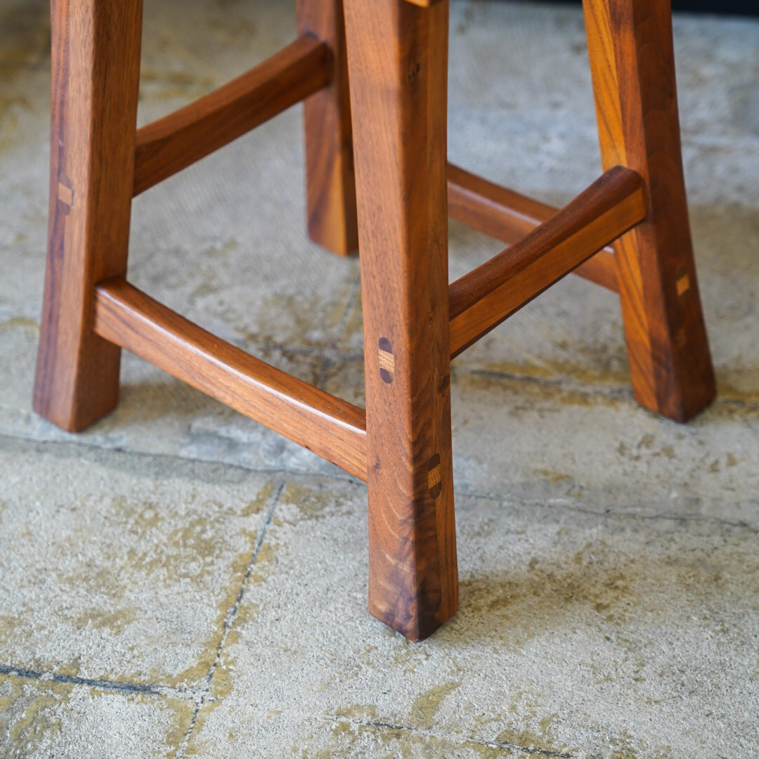 Vintage Solid Walnut Stool