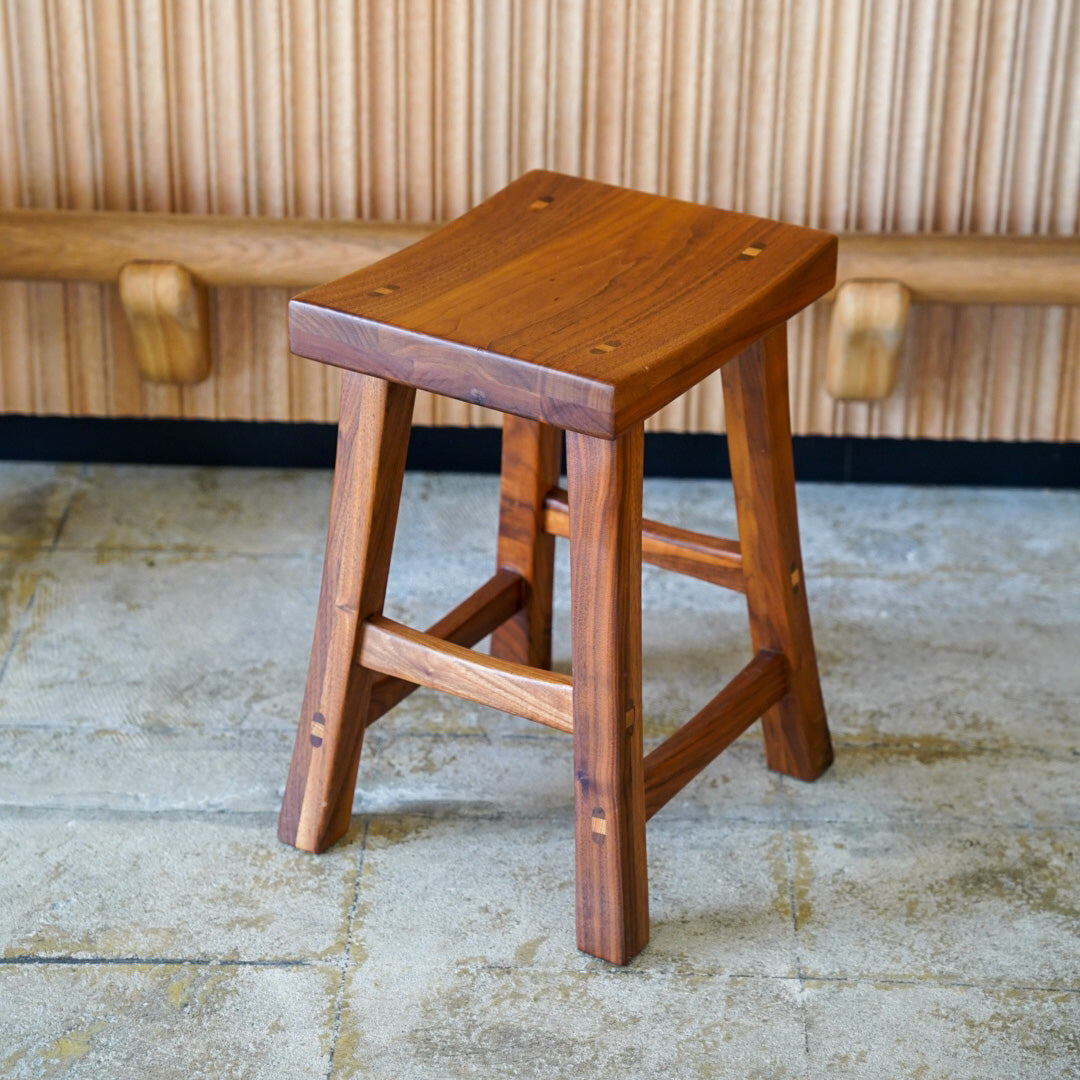 Vintage Solid Walnut Stool