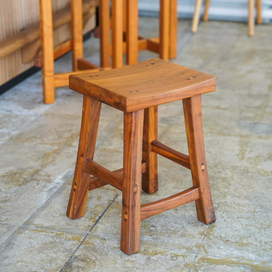 Vintage Solid Walnut Stool